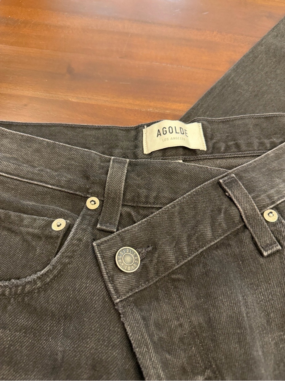 Agolde Criss Cross Black Straight Leg High-Rise Jeans - Picture 9 of 11